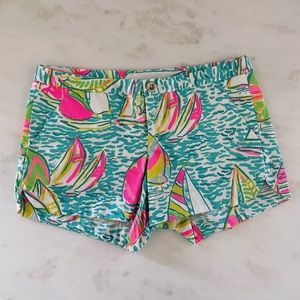 Lilly Pulitzer Adie Short in You Gotta Regatta Resort Beach Summer Sail Boat